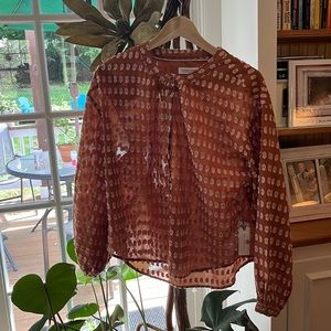 Anthropologie/Pilcro, tan and light pink button down, new with tags